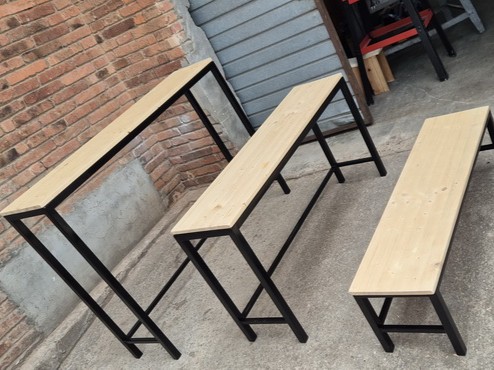 banco mesa madera auxiliar estanteria modulos 94x126x30.5 64x118x30.5 33.5x110x30 2u